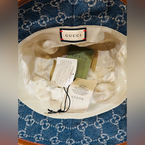 💎 NWT GUCCI GG Denim Bucket Hat Size M- 58 - Picture 8 of 12